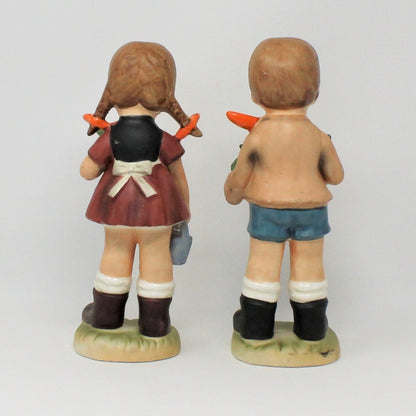 Figurine, Arnart 5th Avenue, Boy and Girl Gardening 11/553, Hand Painted, Vintage Set of 2