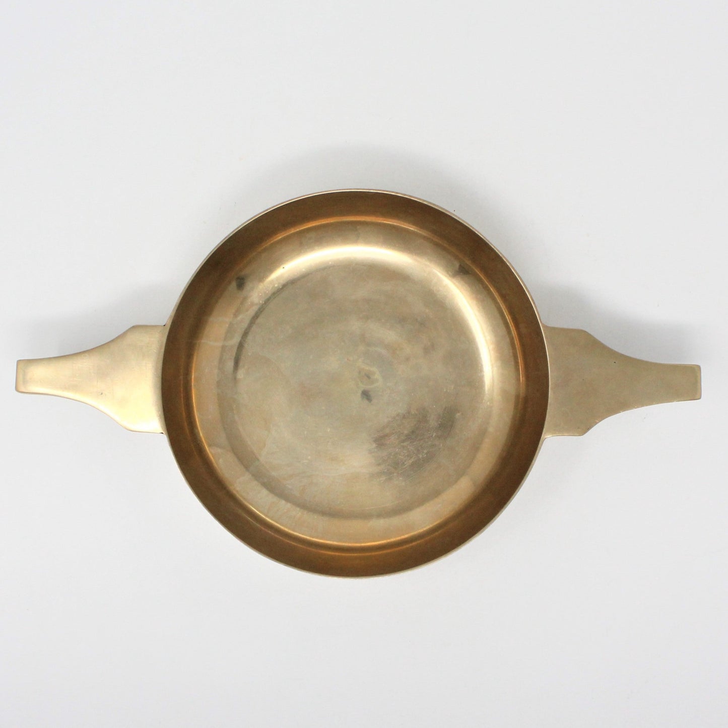 Drinking Handled Ceremonial Bowl, Scottish Quaich, Brass, Vintage, 20oz