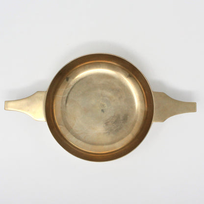 Drinking Handled Ceremonial Bowl, Scottish Quaich, Brass, Vintage, 20oz