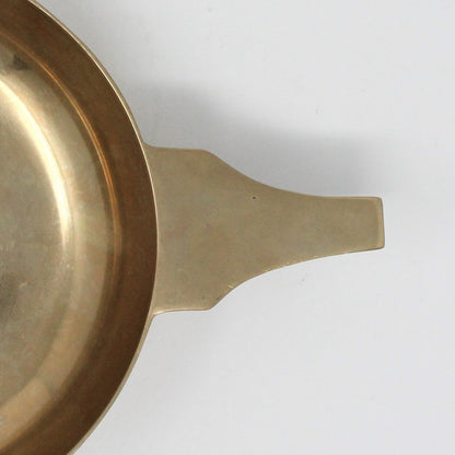 Drinking Handled Ceremonial Bowl, Scottish Quaich, Brass, Vintage, 20oz