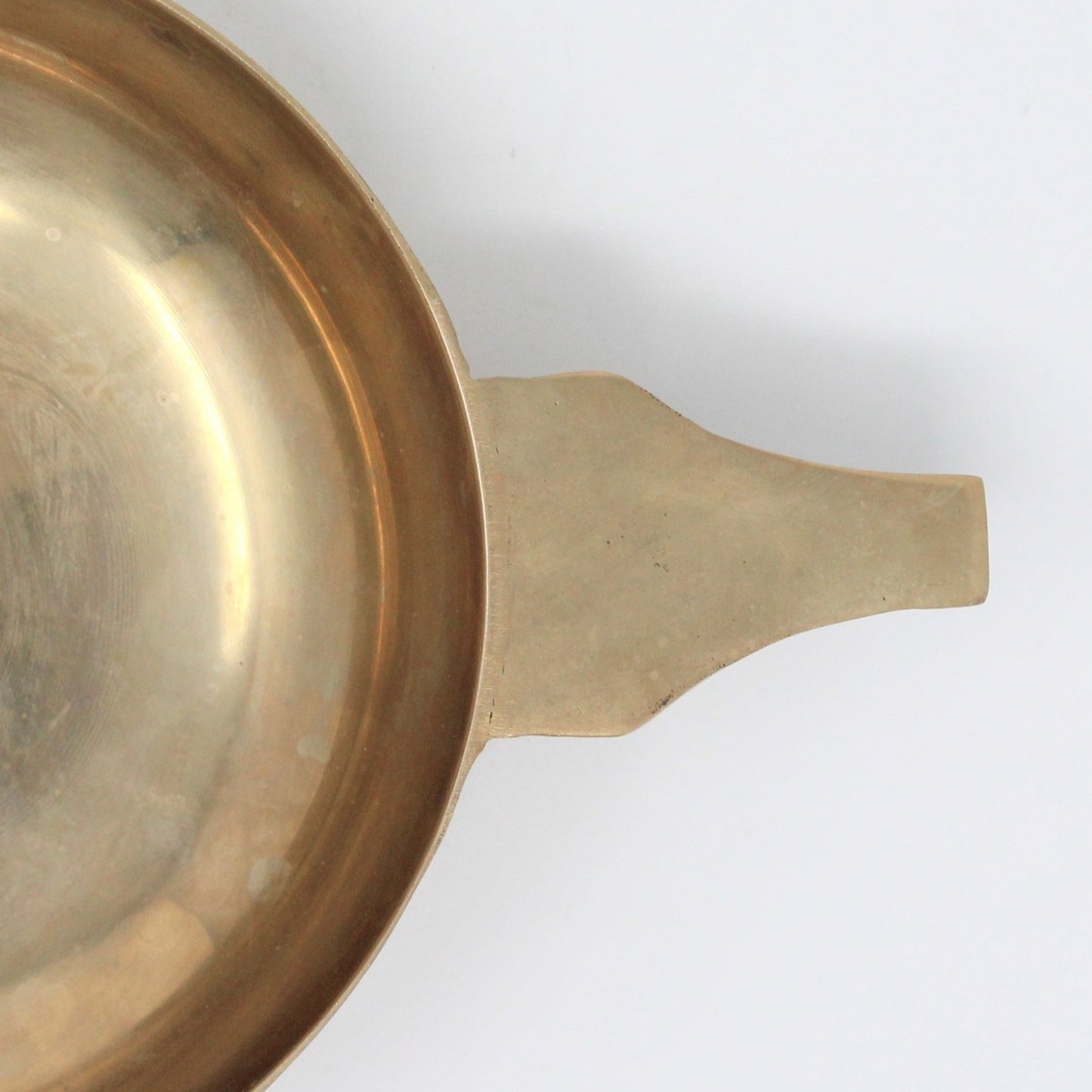 Drinking Handled Ceremonial Bowl, Scottish Quaich, Brass, Vintage, 12oz
