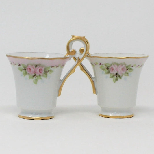 Demitasse, Hand Painted Pink Roses, Set of 2, Vintage 1975