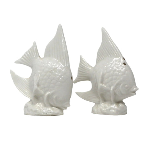 Salt and Pepper Shakers, Angel Fish Shaped Bone China, Elegant Coastal Tableware, Maritime Living, Vintage