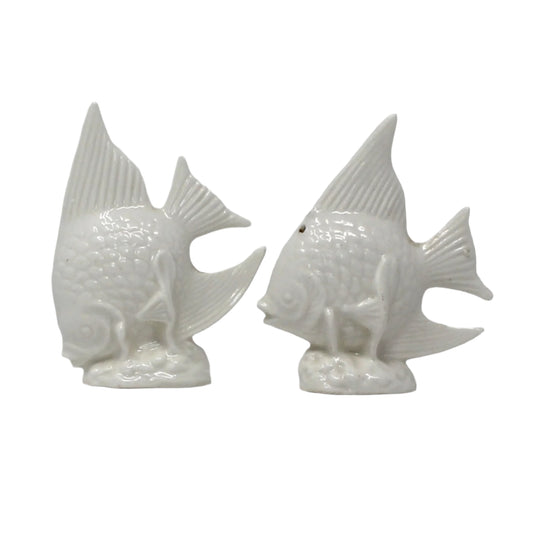Salt and Pepper Shakers, Angel Fish Shaped Bone China, Elegant Coastal Tableware, Maritime Living, Vintage