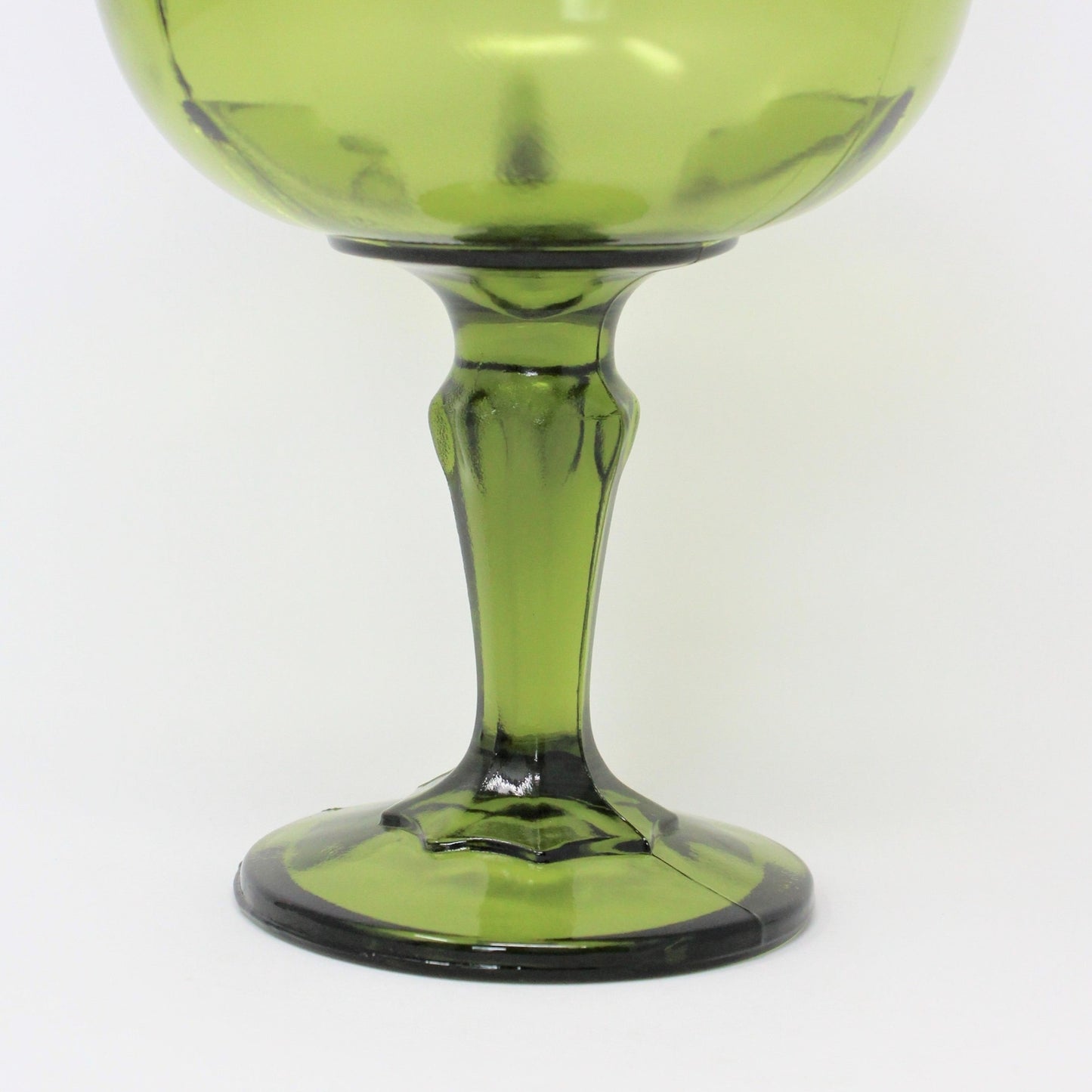 Compote, Indiana Glass, Teardrop Green Glass, 7.5" Tall, Vintage