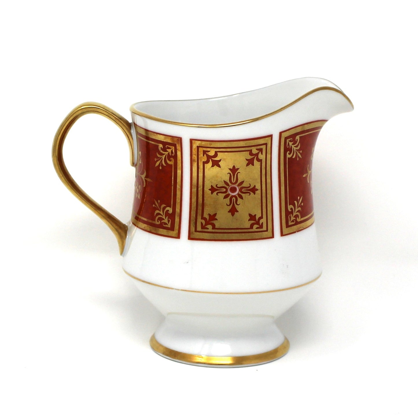 Creamer, Sango, Cumberland Pattern, Gold & Rust Red Panels, Vintage Japan