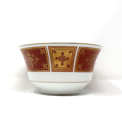 Serving Bowl, Sango, Cumberland Pattern, Oval, Gold & Rust Red Panels, Vintage Japan