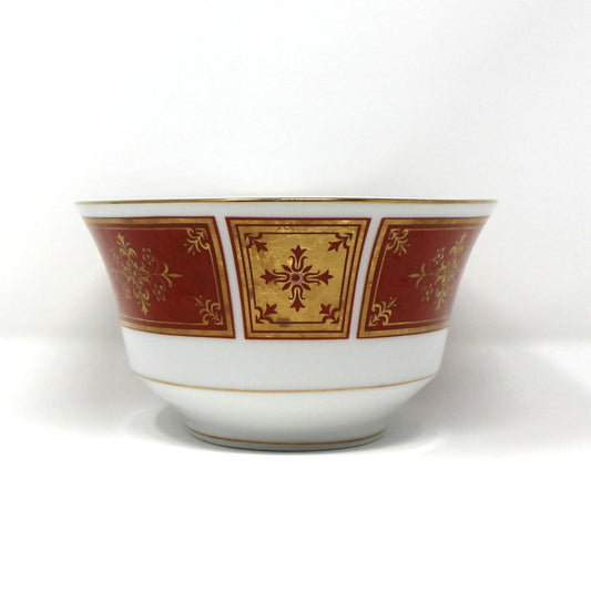 Serving Bowl, Sango, Cumberland Pattern, Oval, Gold & Rust Red Panels, Vintage Japan