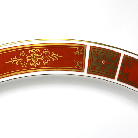 Serving Platter, Sango, Cumberland Pattern, Gold & Rust Red Panels, Vintage Japan 16"