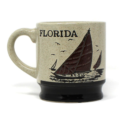 Vintage ceramic mug with 'Florida' and sailboat design 