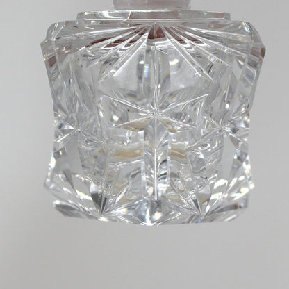 Perfumed Bottle, Cut Crystal, Art Deco Triangle Shaped, Tall Pointed Stopper, Vintage Collectible