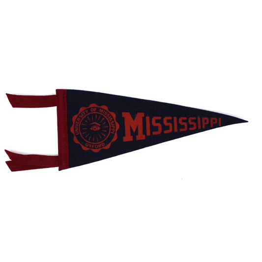 Pennant, School Pennant, University of Mississippi Collectible, Wool Felt, Vintage 8.75"