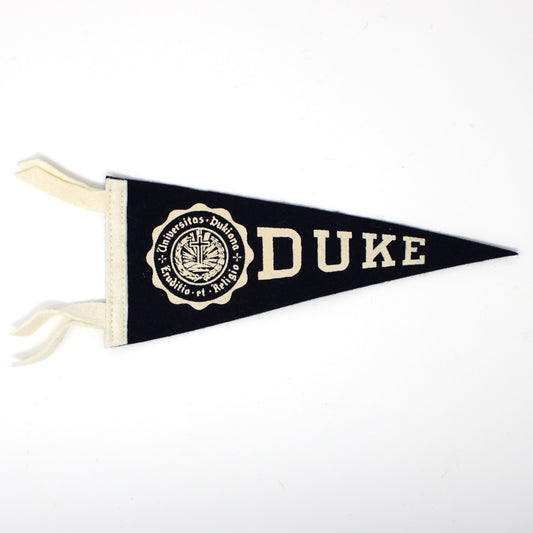 Pennant, School Pennant, Duke University Collectible, Wool Felt, Vintage 8.75"