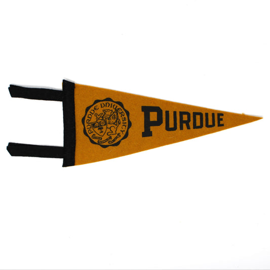 Pennant, School Pennant, Purdue University Collectible, Wool Felt, Vintage 8.75"