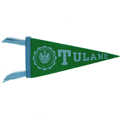 Pennant, School Pennant, Tulane University Collectible, Wool Felt, Vintage 8.75"