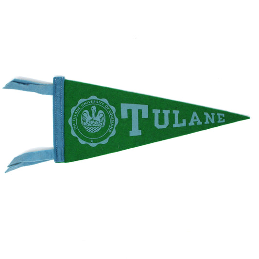 Pennant, School Pennant, Tulane University Collectible, Wool Felt, Vintage 8.75"