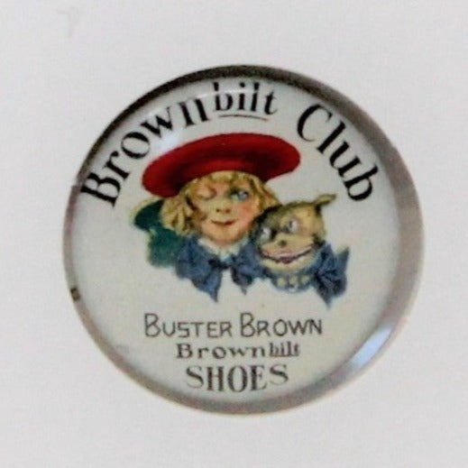 Pinback, Buster Brown,Shoes, Brownbilt Club Pin Advertising Button, Vintage