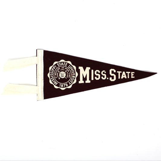 Pennant, School Pennant, Mississippi State University Collectible, Wool Felt, Vintage 8.75"