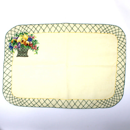 Placemats and Napkins Set, Villeroy & Boch Basket Garden, Embroidered Fabric / Cloth, Fruit & Flowers Basket, Set for Four (8 Pcs), Vintage