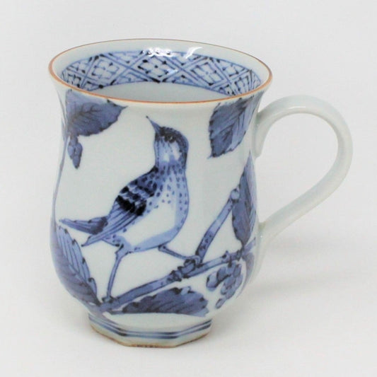 Mug, Fitz & Floyd, Yamadori Pattern, Blue Bird on Branch, Sometsuke Japan, Vintage