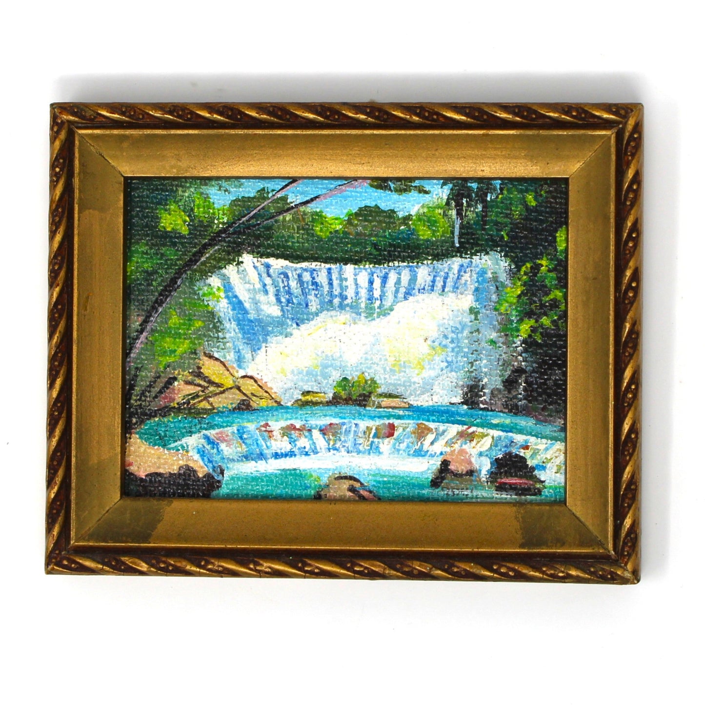 Painting Original Oil, Amateur Art, Falls of Hana Hawaii, Framed, Vintage