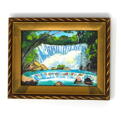 Painting Original Oil, Amateur Art, Falls of Hana Hawaii, Framed, Vintage