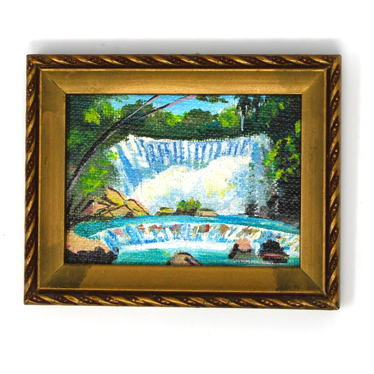Painting Original Oil, Amateur Art, Falls of Hana Hawaii, Framed, Vintage