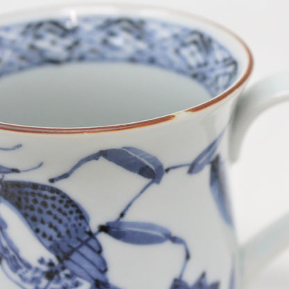 Mug, Fitz & Floyd, Yamadori Pattern, Blue Bird on Branch, Sometsuke Japan, Vintage