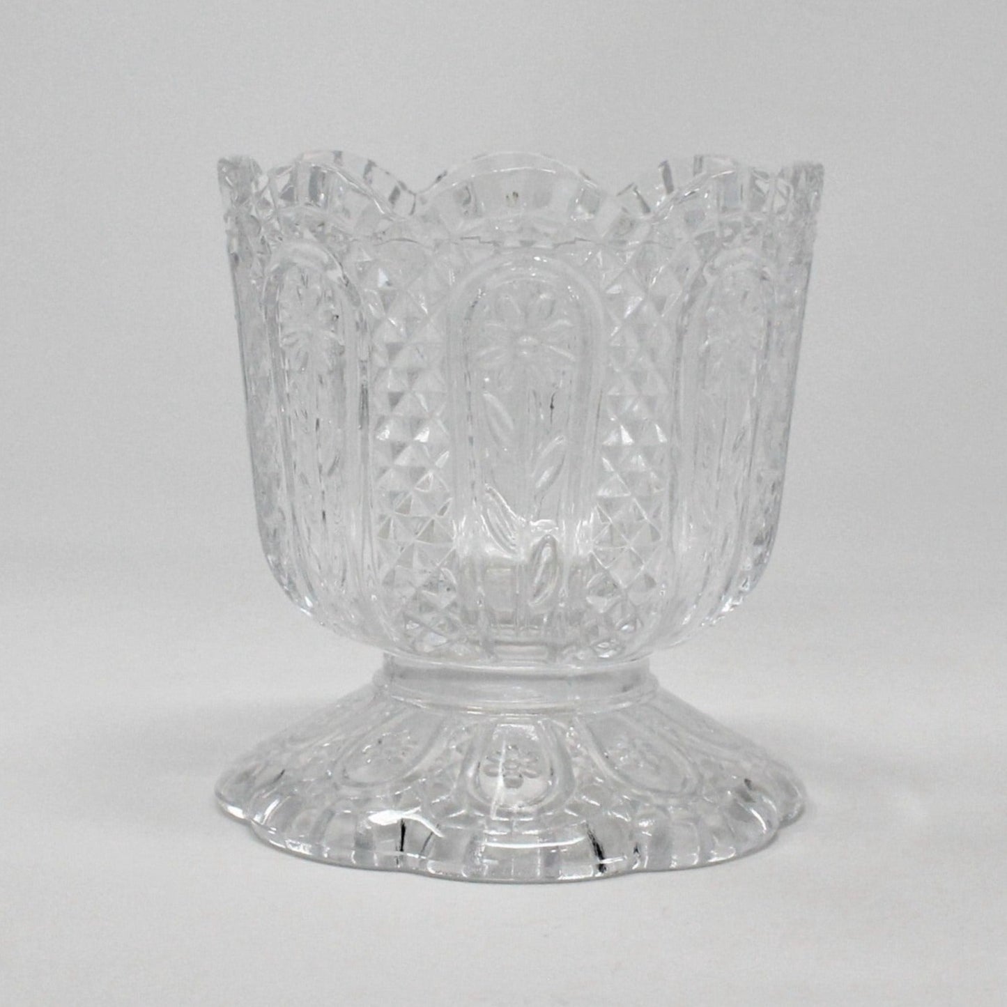 Candle Holder, Avon, Pressed Glass, Daisy and Diamond, Fostoria Pattern Vintage