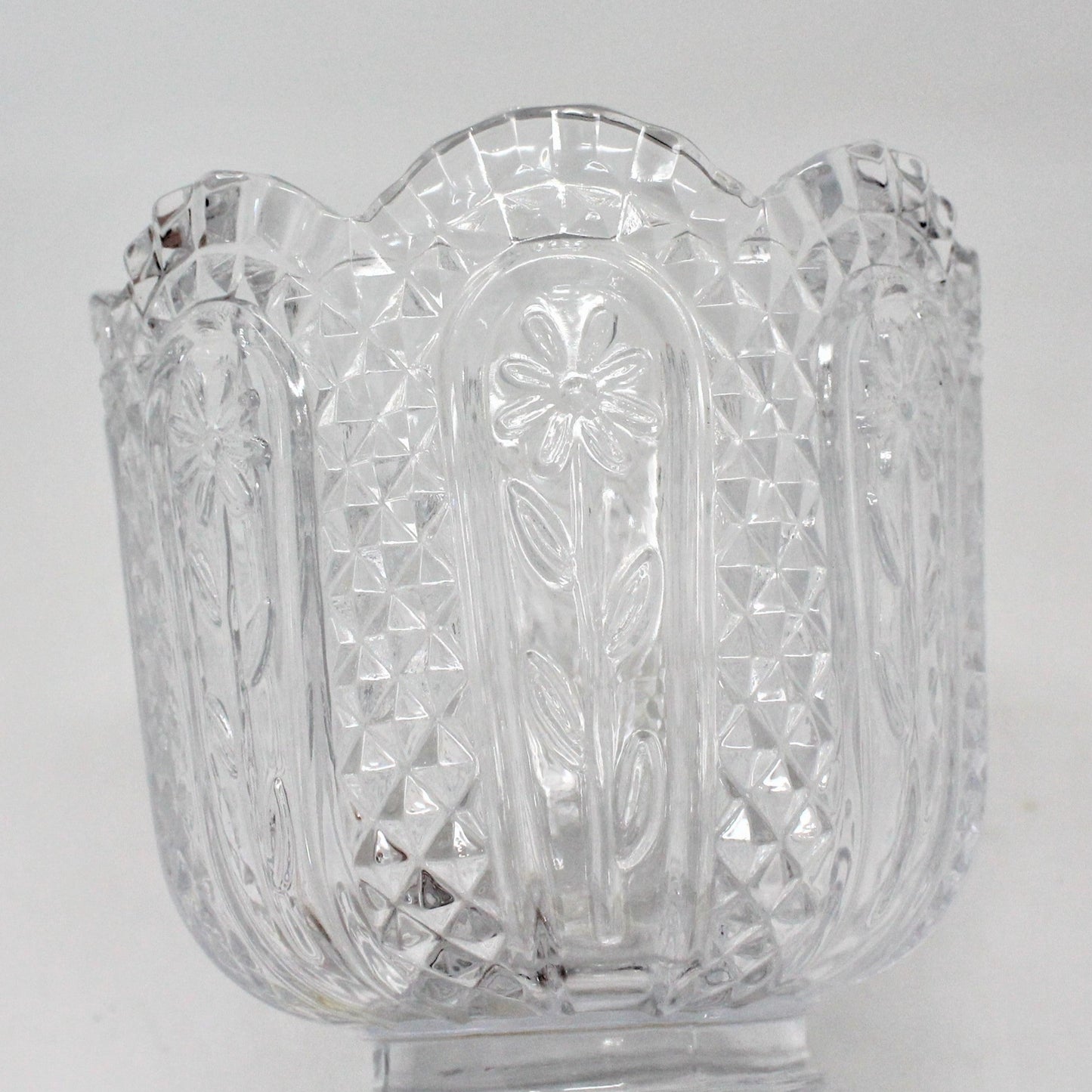 Candle Holder, Avon, Pressed Glass, Daisy and Diamond, Fostoria Pattern Vintage