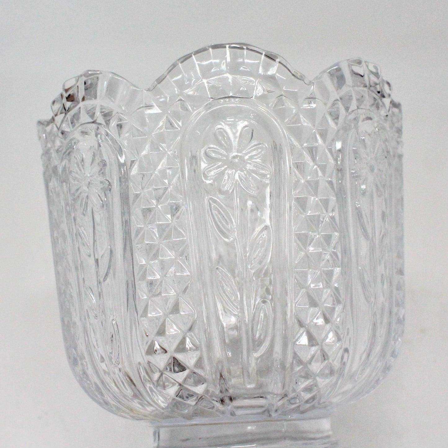 Candle Holder, Avon, Pressed Glass, Daisy and Diamond, Fostoria Pattern, Vintage