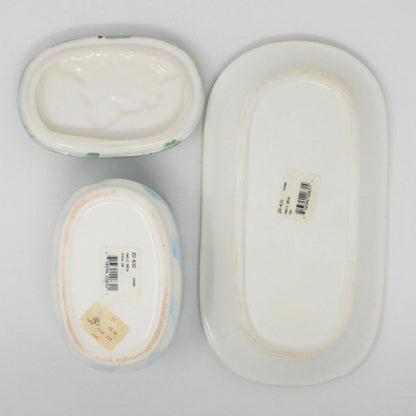 Trinket Box & Tray, Vanity Set, Vohann of California, Camille Green Floral, Vintage