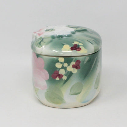 Trinket Box & Tray, Vanity Set, Vohann of California, Camille Green Floral, Vintage
