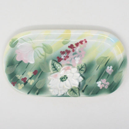 Trinket Box & Tray, Vanity Set, Vohann of California, Camille Green Floral, Vintage