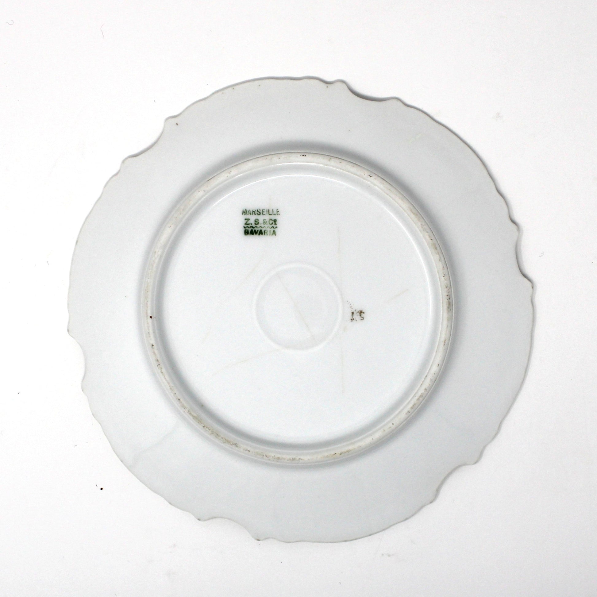 back view of antique decorative plate with Bavaria backstamp  
