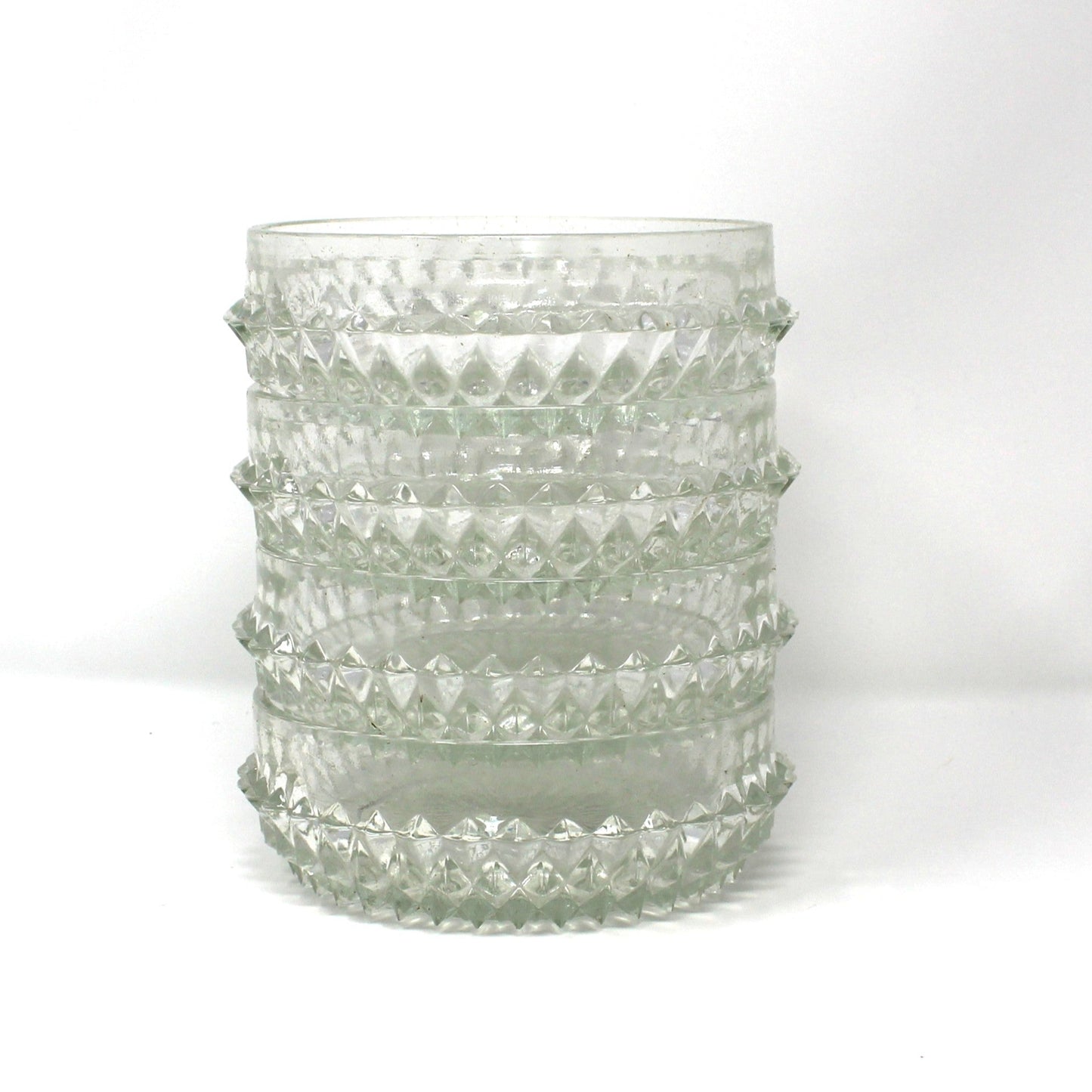 Set of 4 cereal bowls, stackable glass.  Diamond Point pattern