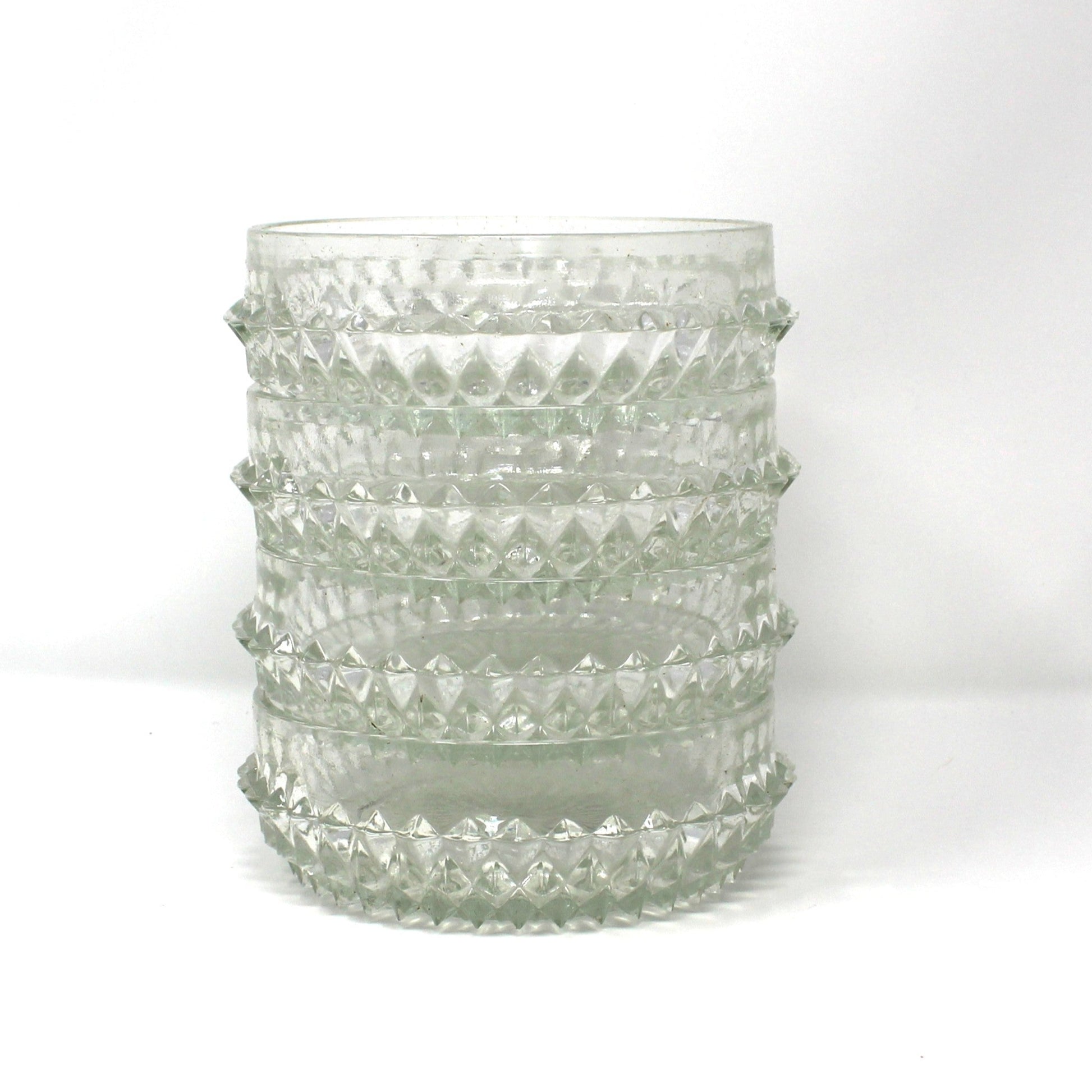 Set of 4 cereal bowls, stackable glass.  Diamond Point pattern