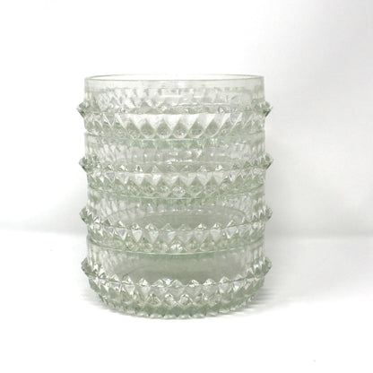 Set of 4 cereal bowls, stackable glass.  Diamond Point pattern