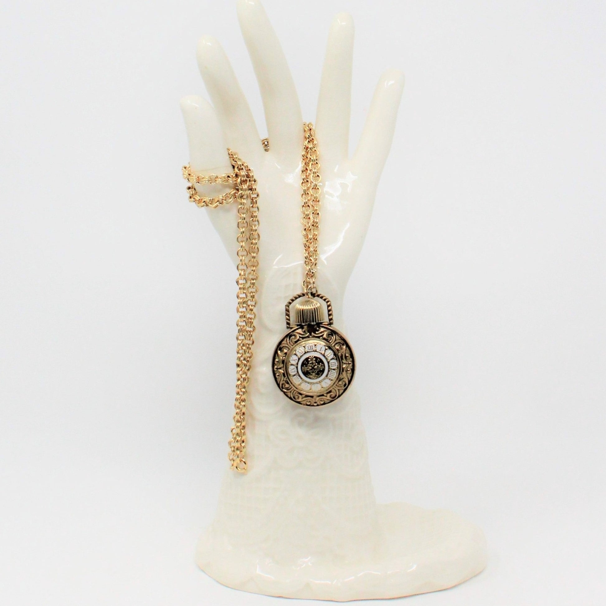 Pendant, Avon, Pocket Watch Style Perfume Bottle Necklace, Vintage – Antigo  Trunk