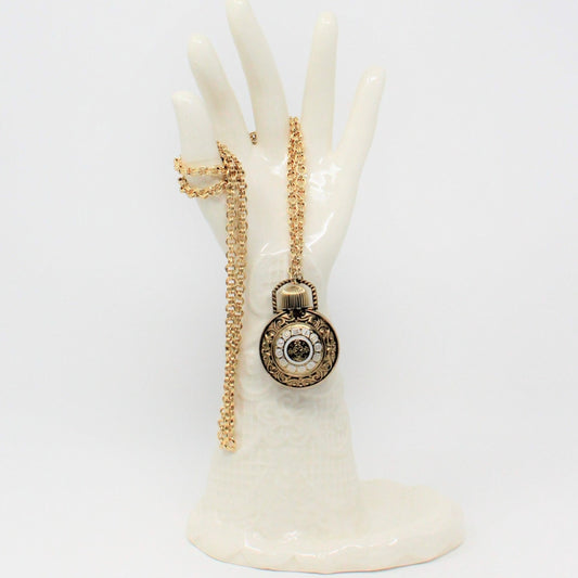 Pendant, Avon, Pocket Watch Style Perfume Bottle Necklace, Vintage