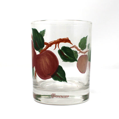 Clear glass with apple design, marked "Franciscan".