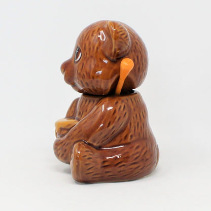 Dispenser, Honey Bear Jar / Pot, with Honey Dipper, Ceramic, Vintage