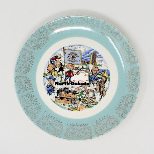 Decorative Plate, Souvenir State Collectors Plate, North Dakota, Vintage