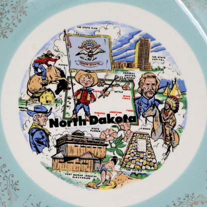 Decorative Plate, Souvenir State Collectors Plate, North Dakota, Vintage