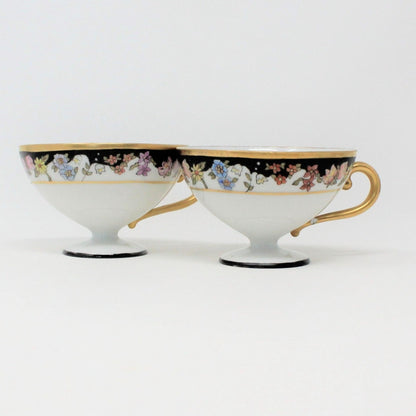 Teacups, CT Altwasser, Hand Painted Florals, Set of 2, Czechoslovakia, Vintage