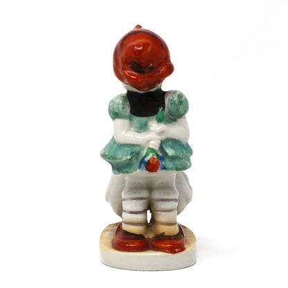 Figurine, Goose Girl, Hummel Style Girl with Geese, Hand Painted Japan Porcelain, Vintage