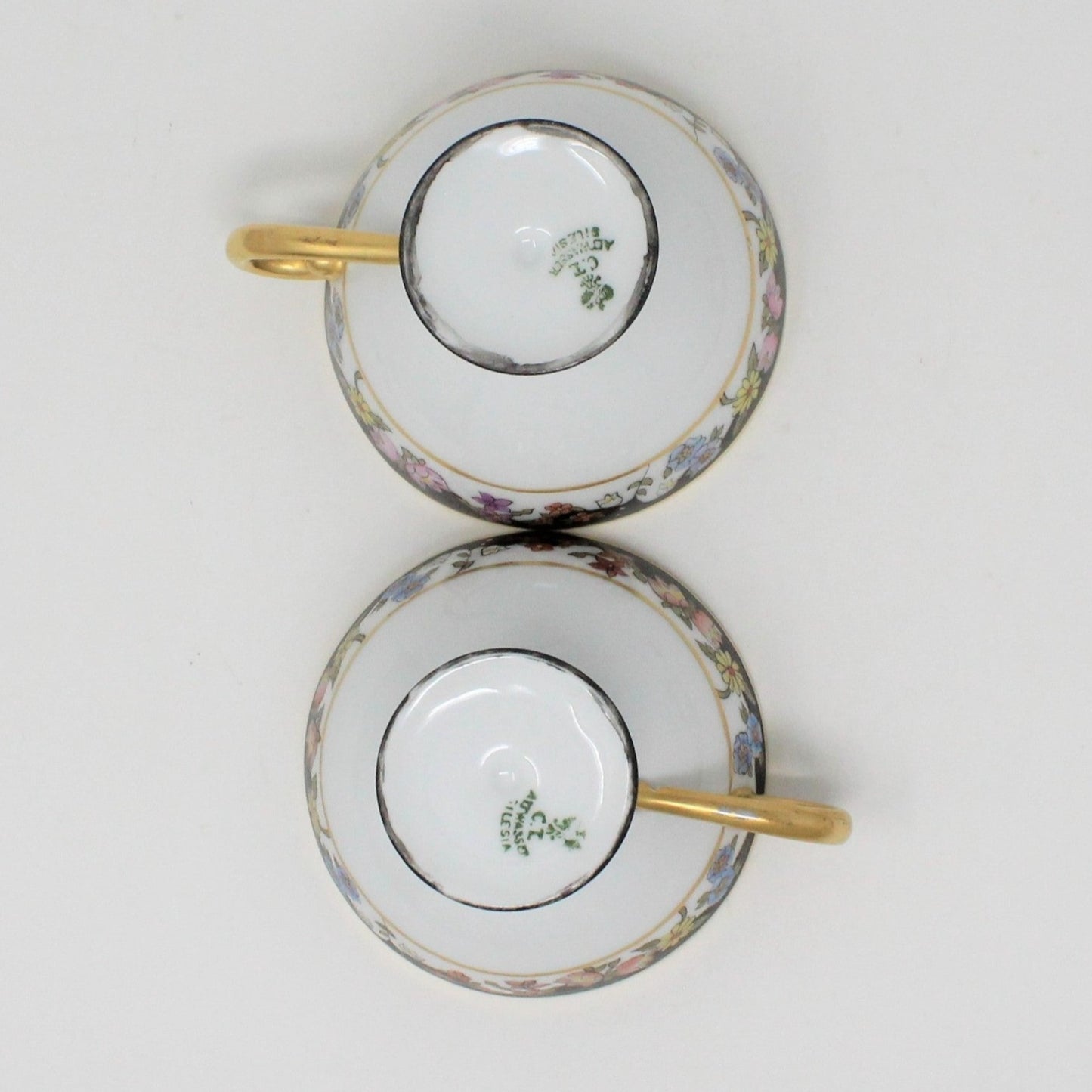 Teacups, CT Altwasser, Hand Painted Florals, Set of 2, Czechoslovakia, Vintage