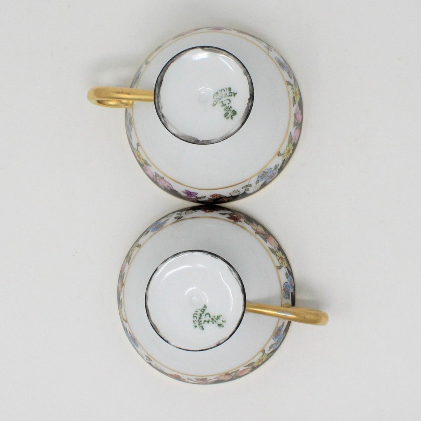 Teacup, CT Altwasser, Hand Painted Florals, Set of 2, Czechoslovakia, Antique