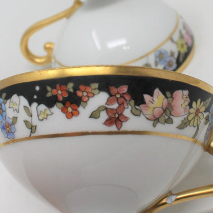 Teacups, CT Altwasser, Hand Painted Florals, Set of 2, Czechoslovakia, Vintage