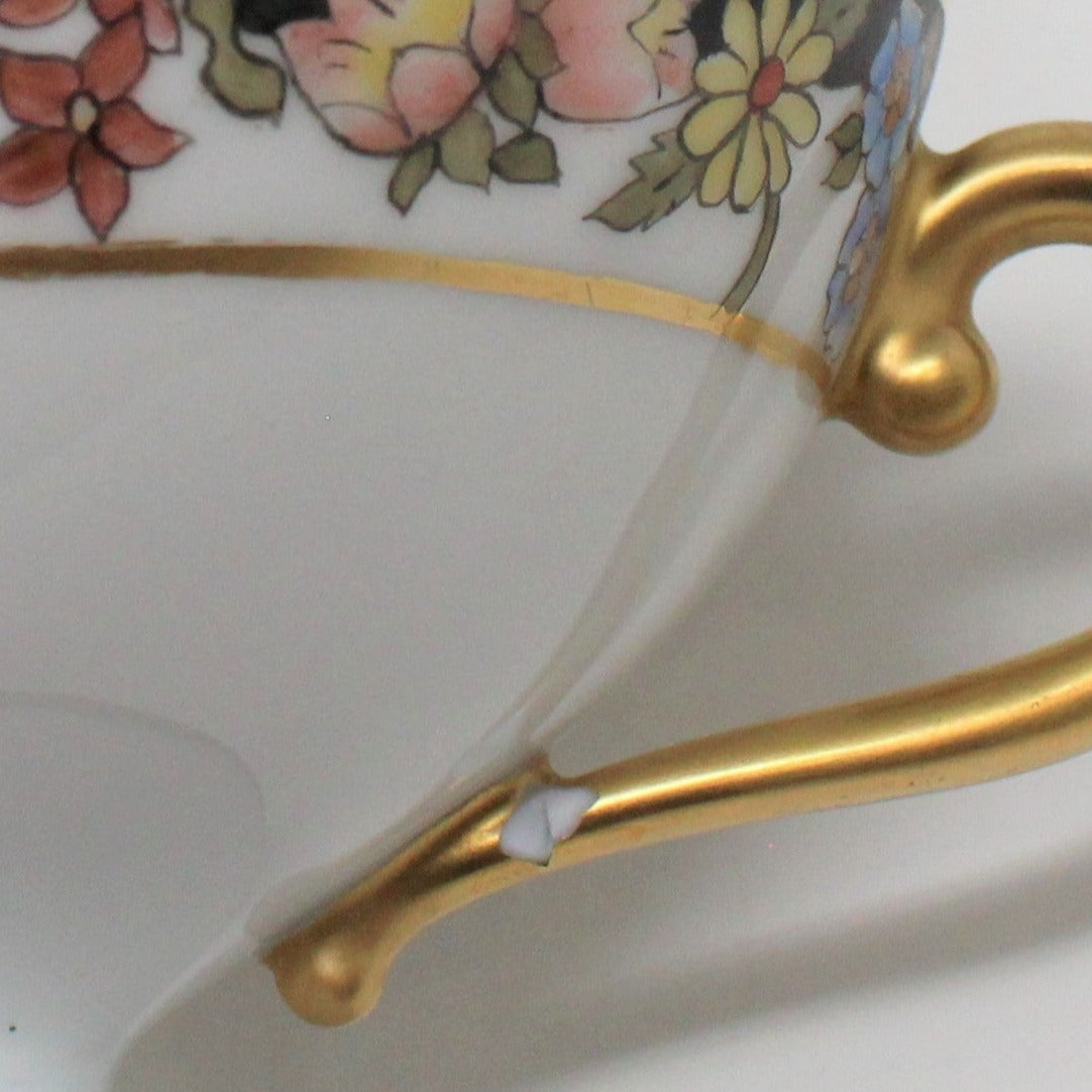 Teacup, CT Altwasser, Hand Painted Florals, Set of 2, Czechoslovakia, Antique